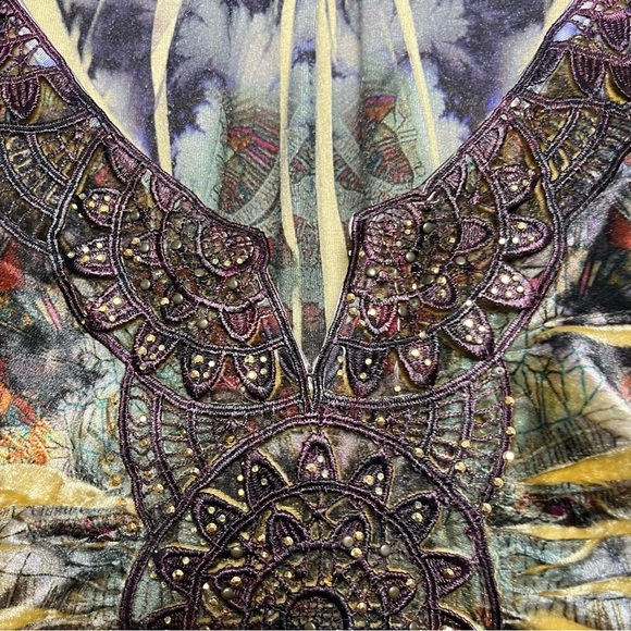 One World Women Top 2X Sublimation Boho Velvet Studded Art Fairy Grunge - Picture 7 of 10